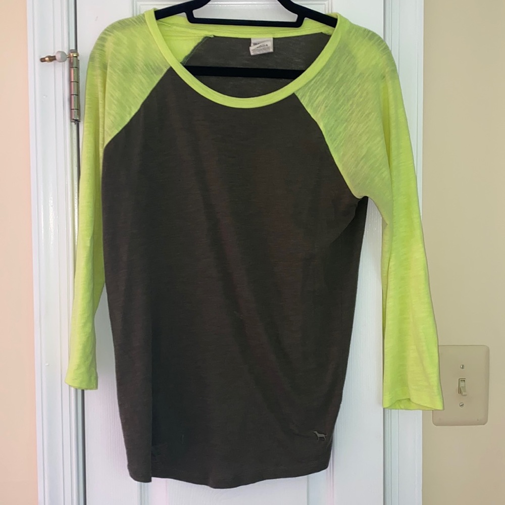 VS pink - hunter green & neon long sleeve top